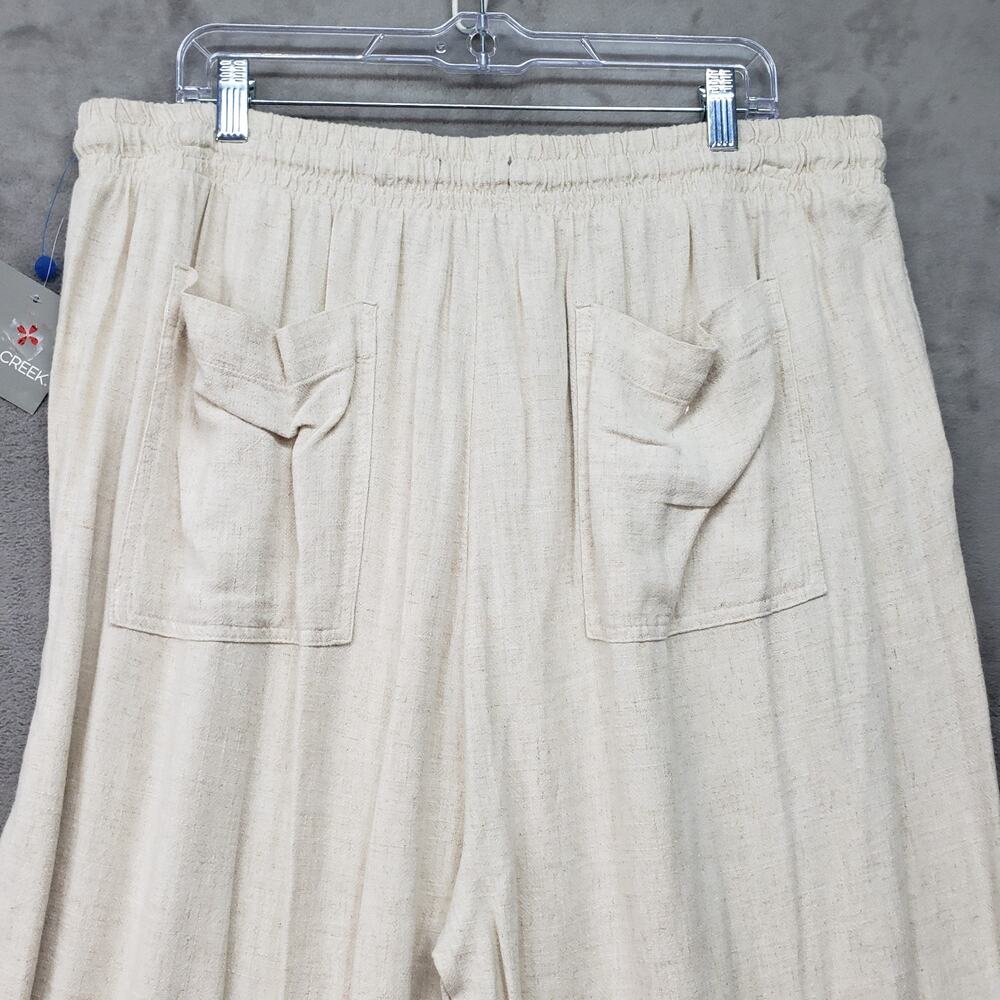 Falls Creek Womens 1X Beige Linen Blend Lounge Pants Wide Leg Drawstring NWT - Picture 7 of 15